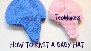 HOW TO KNIT A BABY HAT  TeoMakes [upl. by Yrrok]