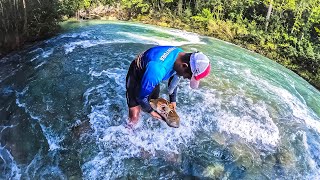 Día de pesca y cocina y ATRAPANDO CANGREJOS con carnada en rio paradisiaco [upl. by Kciregor]