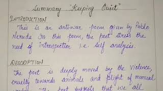 Summary of keeping quiet class12 in Hindi keeping quiet class 12th English Flamingo keeping quiet [upl. by Olram]