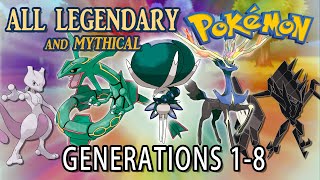 All Legendary and Mythical Pokémon  All Generations 18 [upl. by Ynnaej]