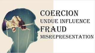 Coercion Undue Influence Fraud Misrepresentation  Indian Contract Act 1872  Law Guru [upl. by Fidellas]