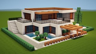 MODERNES HAUS in MINECRAFT bauen TUTORIAL HAUS 206 [upl. by Hedvig892]