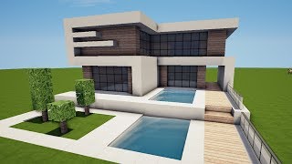 MODERNES HAUS mit POOL in MINECRAFT bauen TUTORIAL HAUS 169 [upl. by Nyram]