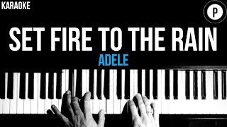 Adele  Set Fire To The Rain Karaoke SLOWER Acoustic Piano Instrumental Cover Lyrics [upl. by Araj]