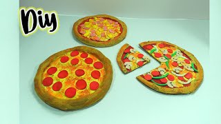 Como hacer PIZZA DE CARTÓN RECICLADO 🍕 Diy crafts Comida de juguete fácil de hacer [upl. by Coppola858]