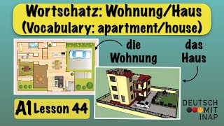 A1 German lesson 44  Learn German Vocabulary  Wohnung amp Haus  Apartment amp house [upl. by Ailegna]