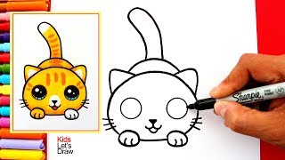 Aprende a dibujar un GATO KAWAII fácil  How to Draw a Cute Kitten Easy [upl. by Moreen]