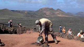 Water and Steam Geyser at Timanfaya National Park Lanzarote [upl. by Enilatan]