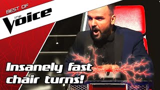 TOP 10  QUICKEST TURNS in the Blind Auditions of The Voice [upl. by Moskow]