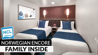 Norwegian Encore  Family Inside Stateroom Full Tour amp Review 4K  Category I4 [upl. by Anirtac]