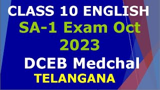 Class 10 English  SA 1 Exam Oct 2023  Question Paper with Key  DCEB Medchal Telangana [upl. by Anitahs862]