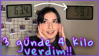 3 GÜNDE 4 KİLO VERDİM diyet listem nelere dikkat ettim 3 günde 4 kilo verdiren detoks sporsuz [upl. by Aihsyak]