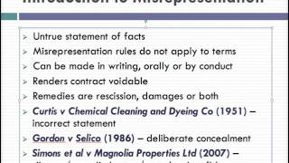 Misrepresentation Lecture 1 of 4 [upl. by Ainej]