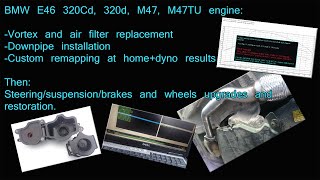 BMW E46 320d remap 200hp400NM torque from homedownpipe install dyno results and more [upl. by Smada273]