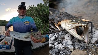 Un Día Lleno de Mucha Pesca Aventura Y Cocina Entre Manglares Cocodrilo Salvaje Aparece [upl. by Peregrine]