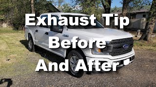 Ford F150  35 Ecoboost Resonator Exhaust Tip Before and After [upl. by Airreis]