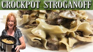 CROCKPOT CREAMY BEEF STROGANOFF RECIPE USING A ROAST [upl. by Rehpotsirhcnhoj]